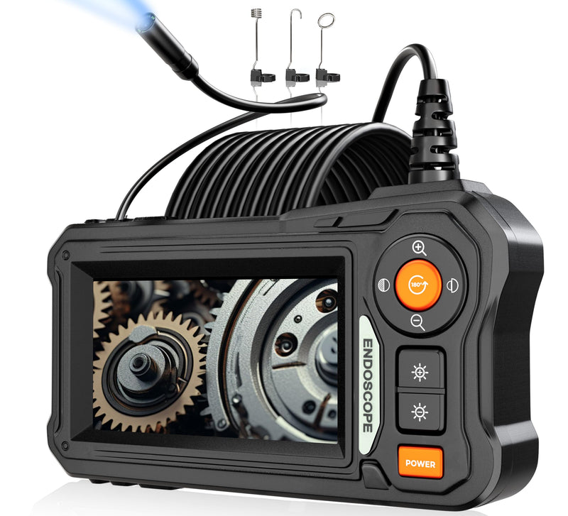 Endoscope Camera with Light, 4.3" IPS Screen, 16.4 Ft Semi-Rigid IP67 Borescope Camera with Light, 1080P Inspection Camera with 8 LEDs, No App Needed, Waterproof Drain Camera, Cool Gadget for Men 16.4 Ft Long Camera Wire