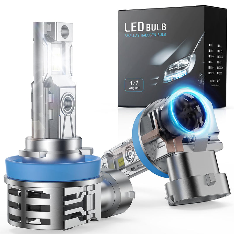 [2026 Upgrade] H 11 Led Bulbs [Latest & Brightest] 50000lm 800% Super Bright 1:1 Mini Size Fog Light Bulb, Noadapter Required, 6500k White, Pack Of 2 H11/H8/H9