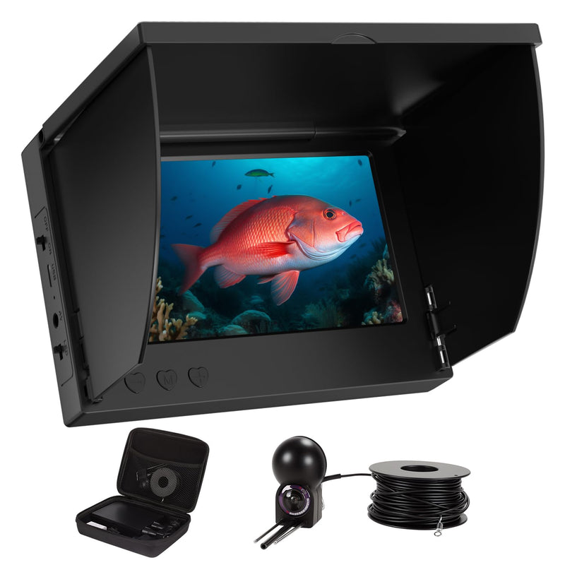 Underwater Fishing Camera 5 Inch, 1000TVL IPS Monitor Fish Finder, Wide Angle IP68 Waterproof, Infrared Night Vision with 65ft Cable for Ice, River and Boat-S26 S26