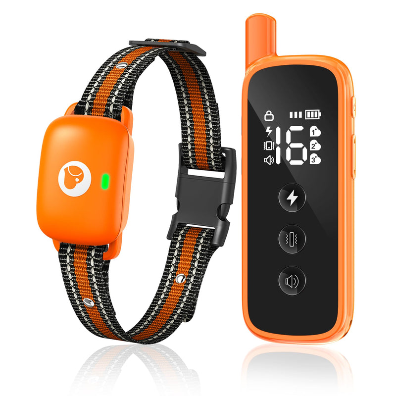 Shock Collar for Dogs Orange, 2600FT Dog Shock Collar for 10-120lbs | Beep Vibration Shock Dog Training Collar with Remote, Security Lock, Rechargeable IPX8 Waterproof, Fits 10-120lbs Dogs 1x Dog (Orange)