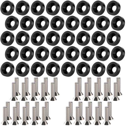 40 PCS Engine Dress Up Kit, CNC Finishing Fender Bumper Washers (Black) 40 pcs Black