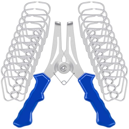 Lasnten 22 Pcs Miter Spring Clamps Kit 1 Spring Loaded Pliers with 20 Miter Clamps for Woodworking, Wood Trim, Picture Frames Making, Moldings with 1 Storage Ring