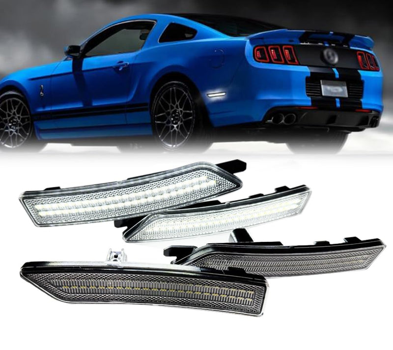 Clear Lens Fender Side Marker Reflectors Lights Dual Rows Bright White, for 2024-Up Ford Mustang Gen7/S650,Assembly Front & Rear Side Bumper Marker Lights，Pack of 4