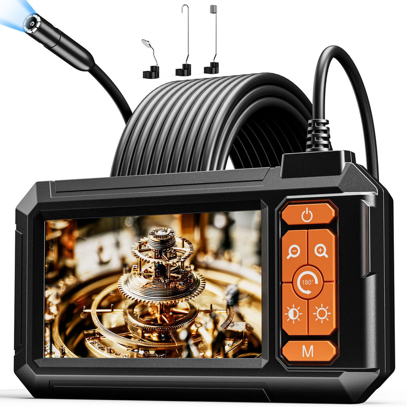 Endoscope Camera with Light,Borescope Cameras with 4.3" IPS 1920P HD Inspection Kamera IP67 Waterproof with 8 Adjustable LEDs 16.5 FT Semi-Rigid Cable Borescopes for Sewer Drain Pipe Cool Gadgets