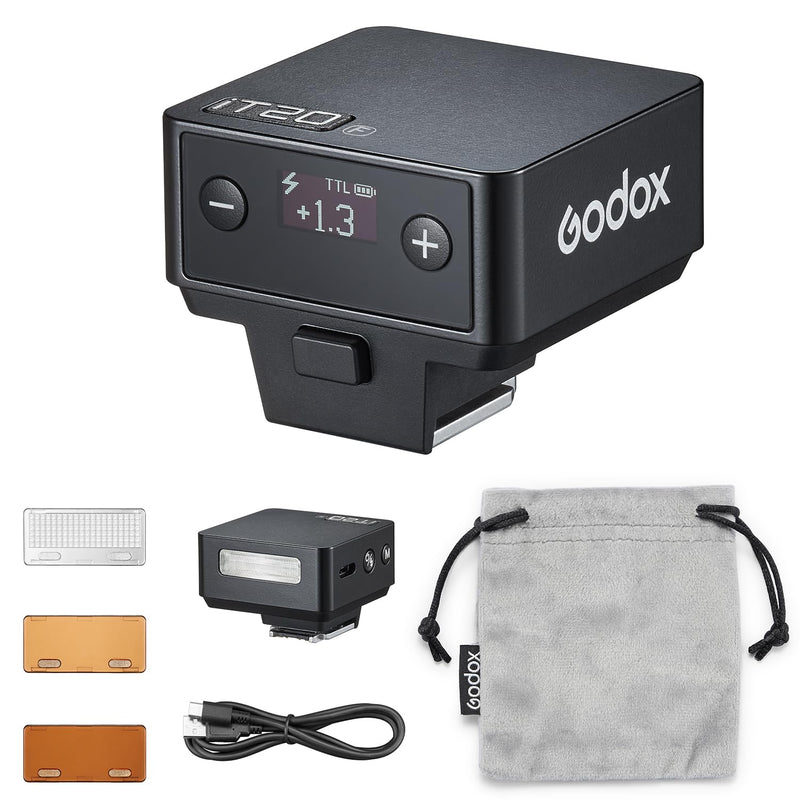 GODOX iT20 C/N/S/F/O iFlash TTL Camera Flash Light, 700+ Flashes & 1.5 s Recycling, 6 Stops (1/32 to 1/1 Power), Built in Battery with Magnetic Diffuser & Filter (Black, for Fuji) Black