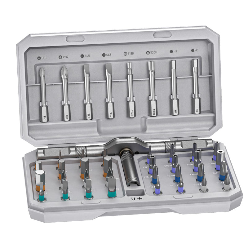 42 in1 Magnetic Screwdriver Set Precision Multi Bit Ratchet T Handle Repair Kit for Electronics, Phone, Laptop, Watch, Eyeglasses – Portable Tool Set for Home & DIY(Light Grey) Light Grey 42 in 1