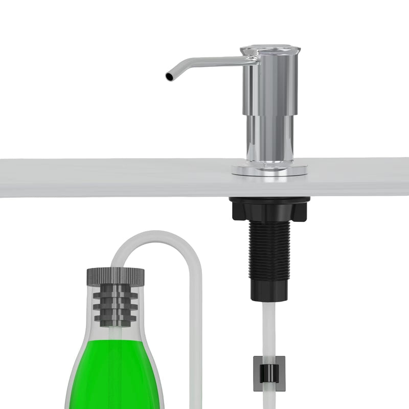 Soap Dispenser for Kitchen Sink, Chrome Built in Soap Dispensers, Stainless Steel Sink Soap Dispenser or Lotion Dispenser Pump with 47" Extension Tube Kit, Upgraded Metal Check Valve
