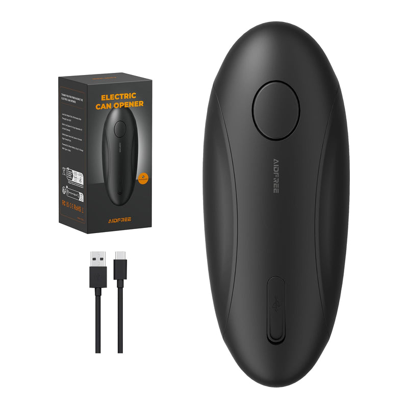 Automatic Electric Can Opener for Seniors for Kitchen:Anyone can Hands Free,One Touch Opener,Durable Blades,Rechargeable, Smooth Edge, Lightweight Small Size, Black