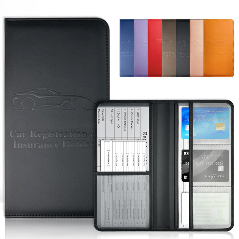 Black Car Registration & Insurance Card Holder for Glove Box Organizer Vehicle License Document Auto Truck Comparment Interior Accessories Case Black