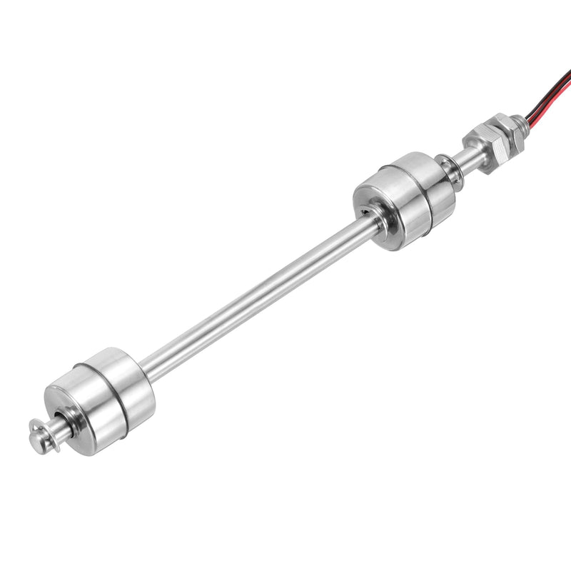 MECCANIXITY Stainless Steel Float Switch, 200mm Rod 110V DC 0.5A Vertical Water Level Sensor M10 Thread Double Tank Liquid Level Controller for Pump/Alarm 1 Pcs