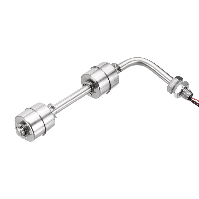 MECCANIXITY Stainless Steel Float Switch, 150mm Rod 110V DC 0.5A Horizontal Water Level Sensor M10 Thread Double Tank Liquid Level Controller for Pump/Alarm 1 Pcs