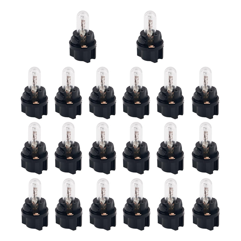 20PCS Halogen Instrument Cluster Bulbs Kit,T5 17 57 79 86 207 286 306 2721 Dash Light Bulbs for Car Gauge Cluster,12V High Brightness Dash Lights for Car Interior Replacement