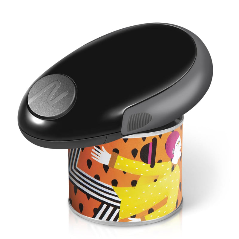 Electric Can Opener, Black, Automatic Hands-Free Operation, One-Touch Start, Fast Hygienic Design, Safe No Sharp Edges