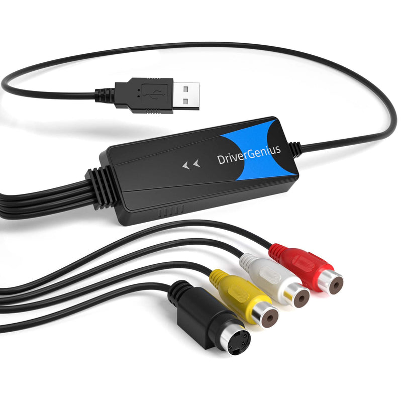 DriverGenius EraCapture-II USB Video Capture Adapter (Composite/S-Video) – Analog to Digital VHS/DVD Converter -Compatible with OBS on Windows 11 & macOS 15 USB-RCA Video Grabber
