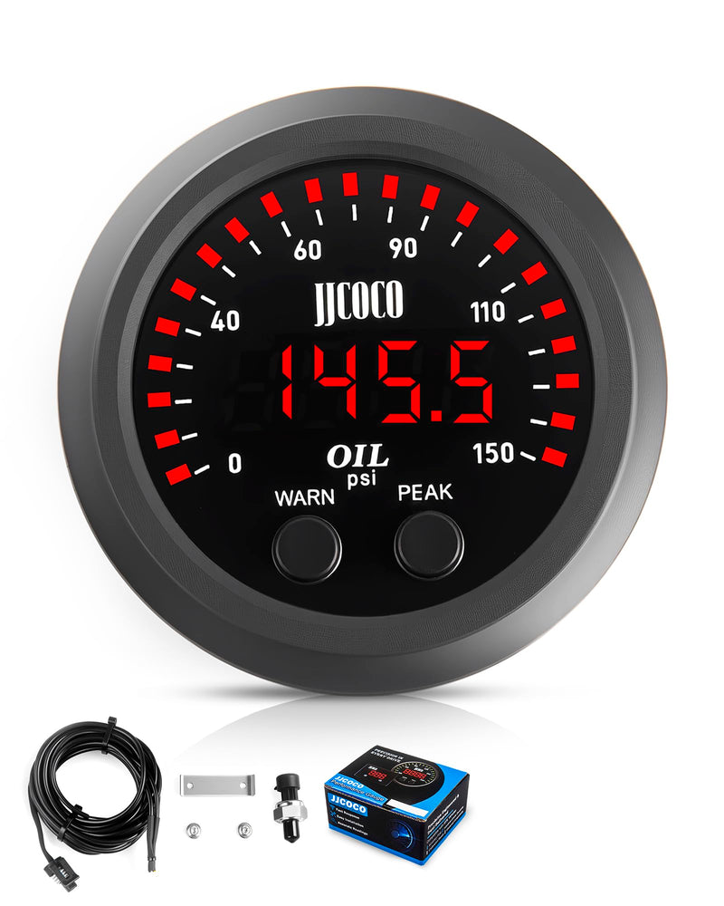 150PSI Oil Pressure Gauge Kit with 1/8NPT Electronic Sensor & Mounting Bracket 12V/24V DC Press Gauge Meter for Car Truck Vehicle Automotive 2-1/16" 52mm