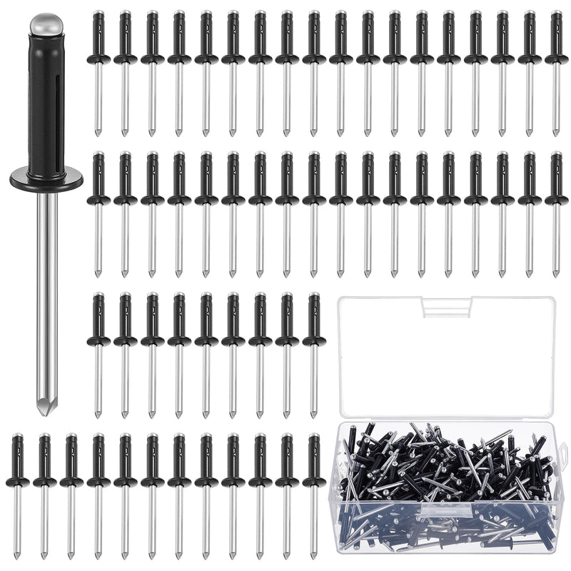 LEIFIDE 200 Pcs 3/16" X 1" Trifold Rivets Assortment Aluminum Tri Grip Exploding Pop Rivets Bulb Style for Kayak Marine Boat Buildings Containers (Half Black) Half Black 3/16" X 1"
