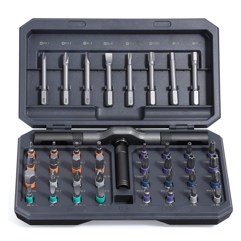 42 In 1 Magnetic Screwdriver Set, Ratcheting Screwdriver Set with Detachable Handle, Multi Magnetic Bits, Portable Repair Tools for DIY, PC, Electronics, Car, Bicycle(Grey) Grey