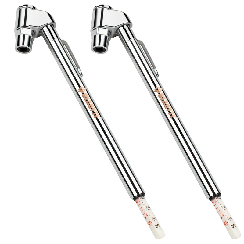 Presta Bike Tire Air Pressure Gauge Pencil 10-120 Psi for Schrader or Presta Valves Car Bicycle Or Motorcycle - 2 Pack
