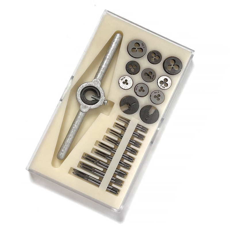 31pcs Micro Metric Tap and Die Set M1-M2.5, Replacement for QingYJ U7V-9PB-MX3394, Thread Repair Kit for Small Electronics/Watches/Models (OEM: FZ-TD331S)