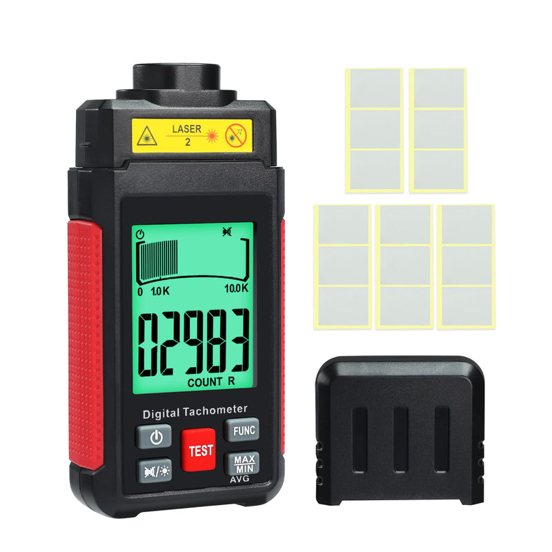  [AUSTRALIA] - Digital RPM Tachometer, Non Contact RPM Meter 10-99999 RPM High Accuracy Laser Tachometer Gauge with Reflection Tape, LCD Backlight, Data Hold & Max/Min/AVG Functions