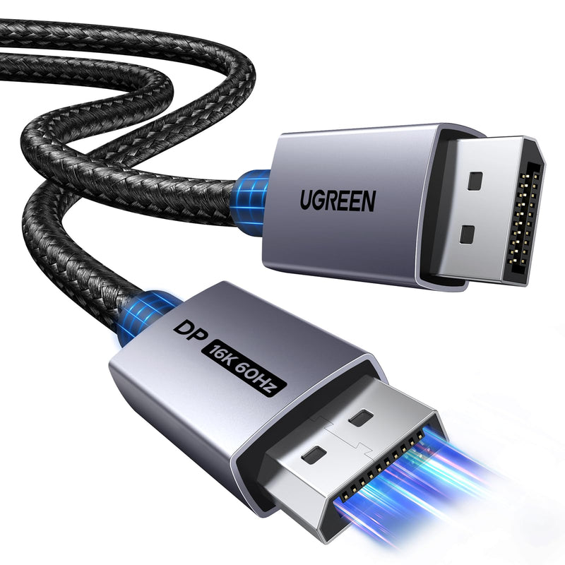 UGREEN 16K@60Hz 80Gbps DisplayPort Cable 2.1 DP Cord 8K@240Hz 4K@240Hz Display Port Cable 10FT HDR, HDCP2.3, DSC1.2a, FreeSync, G-Sync, Alu Braid Compatible Monitor, Graphics RTX 5090 4090, PC, HDTV