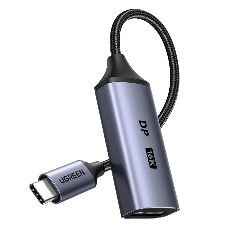 UGREEN 16K@60Hz USB C to DisplayPort 2.1 Adapter 8K@120Hz 48-bit Color Depth 80Gbps Thunderbolt 5/4 to Display Port Compatible with iPhone 17 ProMax, MacBook Pro/Air/Mini, iPad, Galaxy, Steam Deck