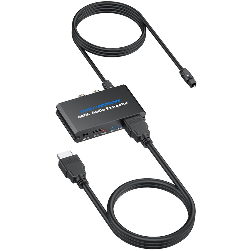 CAMWAY eARC/ARC Audio Extractor - eARC/ARC to Optical RCA 3.5mm Adapter, Support Dolby Digital DTS 5.1 Surround Output for TV, Amplifiers, Soundbars, Powered Speakers, Headphones,etc 8.3 x 5.2 x 3.8 cm