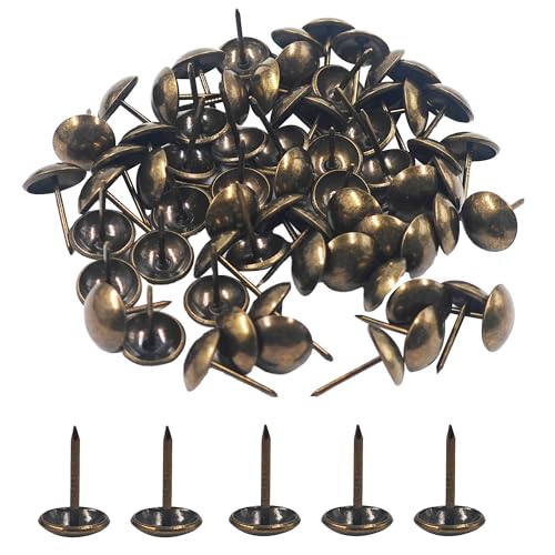 200PCS 16 * 20mm Upholstery Tacks, Decorative Furniture Nails, Round Head Bronze Thumb Tacks for Sofa, Chair, Cork Board, DIY Projects 0.63"
