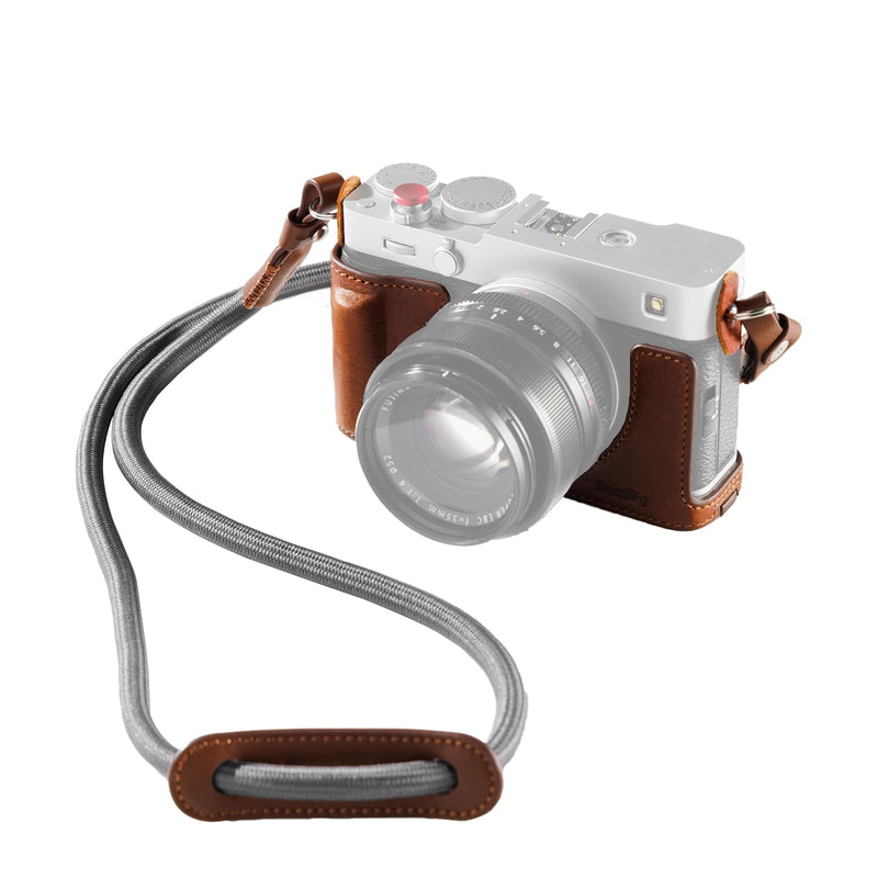 SMALLRIG Leather Case Kit for FUJIFILM X-E5 with Shoulder Strap (Brown) | Vintage Half-Body Case with Neck Strap, Genuine Leather Material Brown