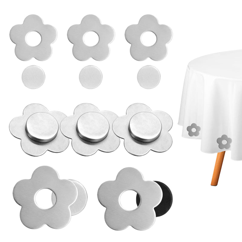 8 Pcs Magnetic Weights for Tablecloths, Stainless Steel Pendants Flower Shaped Windproof Magnetic Weights for Outdoor Curtains, Outdoor Tablecloths