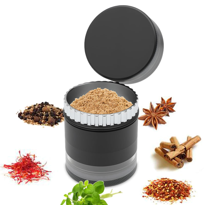 Toothless Grinder Mill with Magnetic Lid, Easy to Clean, Compact Design Spice Grinder, Millstone-style