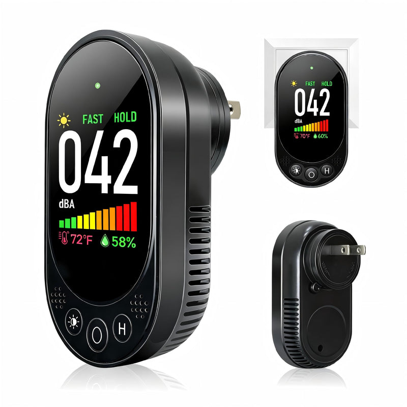 Decibel Meter, Plug-in Sound Level Meter, 3-in-1 Sound Decibel Meter & Noise Decibel Meter, Decibel Meter Sound Level Reader for Wall, Apartment, Classroom, RV & Home, 30-130dBA 1