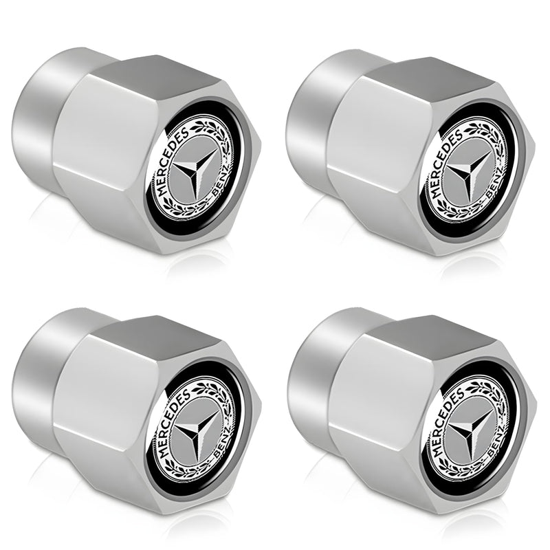 Tire Valve Stem Cap Cover Compatible for Mercedes Benz AMG Belt O-Ring Seal Corrosion Resistant tire Valve caps 4 Pc Cap-05