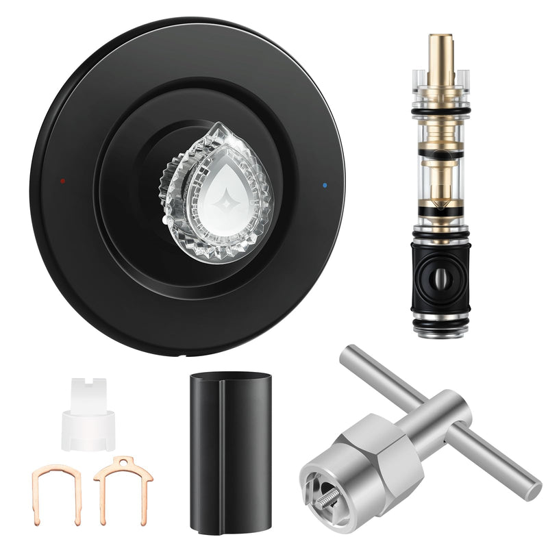 Matte Black Shower Trim Kit, Compatible with Moen T470 Chateau Shower Trim Kit for 1225 Trim Kit, With 1225 Replacement Cartridge, 104421 Removal Tool, Escutcheon, Tubes, Shower handle and Screws