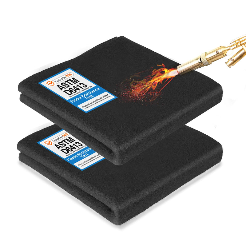 WISSCOOL 2Pack 10MM Thick 20x20 Inch Fireproof Welding Blanket, Double Side Heat Pad Fire Resistant Carbon Felt Cloth Flame Retardant Fabric Protector Pad for Soldering Firepit Smoker 20x20"