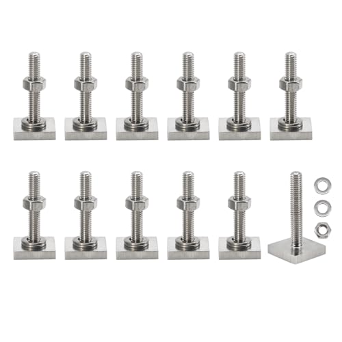T Track Adapter Bolts 304 Stainless Steel Roof Rack T Slot Bolts with Nut and Washers Square Sliding Blocks for Roof Rack Rail Carrier (M8x25) M8x25