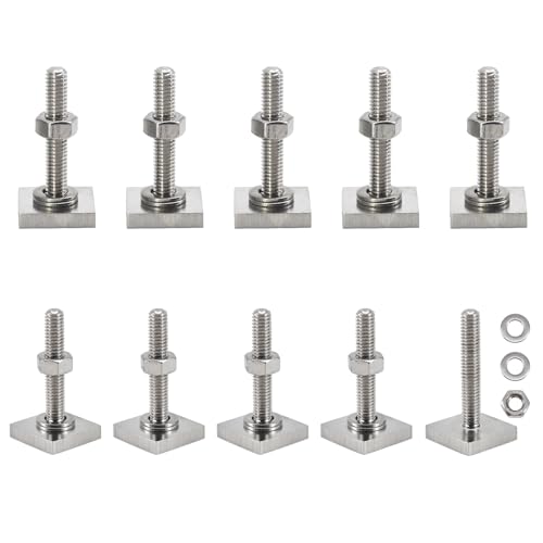 T Track Adapter Bolts 304 Stainless Steel Roof Rack T Slot Bolts with Nut and Washers Square Sliding Blocks for Roof Rack Rail Carrier (M8x30) M8x30
