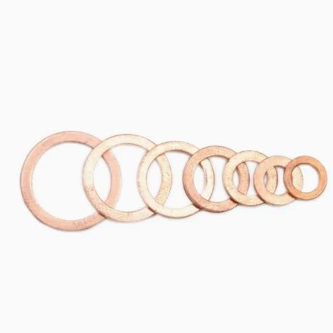100pcs Flat Copper Washer Assortment Set 9 Sizes M5-M14 O Ring Copper Gaskets Set Flat Ring Seal Kit
