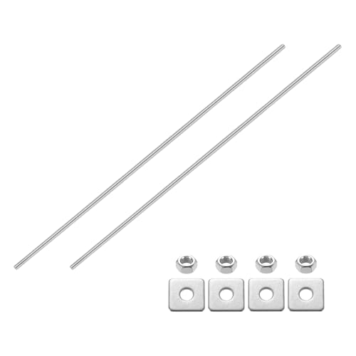 uxcell 2Pcs Fully Threaded Rod, M10-1.5 Thread Pitch 500mm Length Stainless Steel Right Hand Fully Threaded Studs with Nuts and Washers for Clamps, Hangers and U-Bolts M10 x 500mm 2