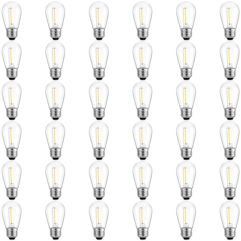 Meconard 36 Pack S14 LED Bulbs for Outdoor String Lights, Shatterproof Replacement Edison Bulbs for Patio String Lights Outdoor Waterproof, Warm White 2200K, Non-Dimmable, E26 Standard Base 36 Count (Pack of 1)