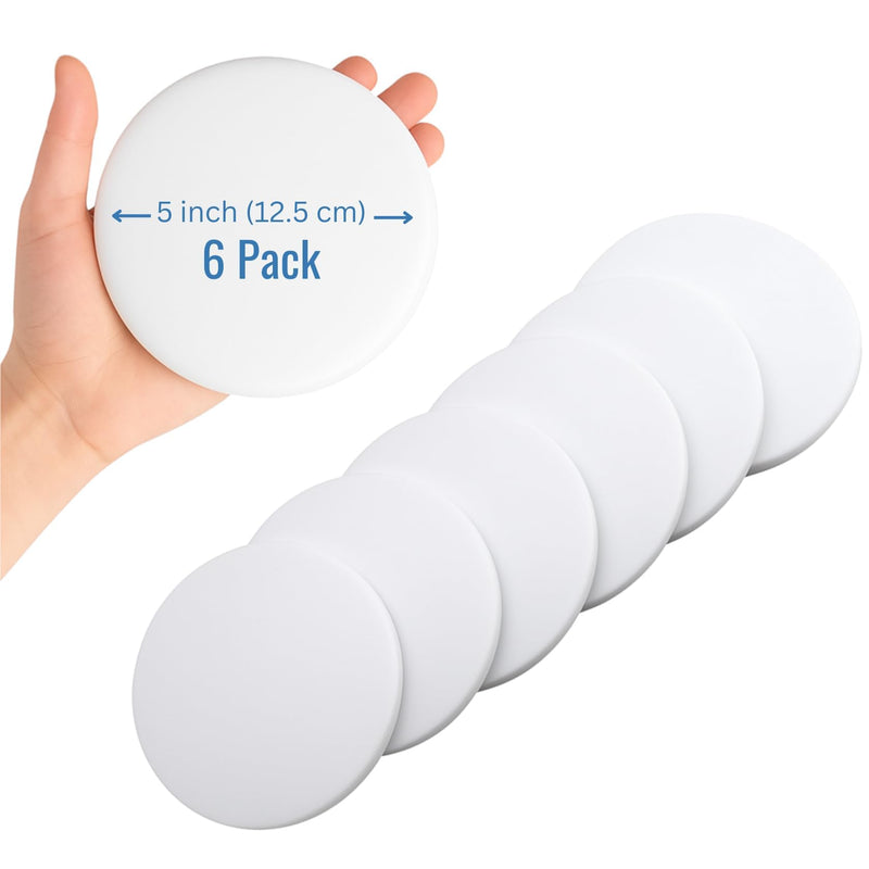Strongest Home Wall & Door Handle Stopper 5" White Rubber Door Knob, Round Wall Shield Cushion, Quiet Wall Protector for Door Handle, Guard Door Bumper, Self Adhesive (White, X-Large 6 Pack)