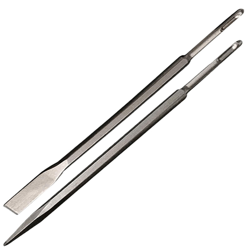 16-Inch SDS Plus Chisel Set, 3/4 Inch Flat Chisel and Point Chisel with Sds Plus Shank Ideal for Concrete Demolition, Tile Removal Chisel Tool for SDS Plus Hammer Drill Attachment ‎16-Inch SDS Plus Chisel Set