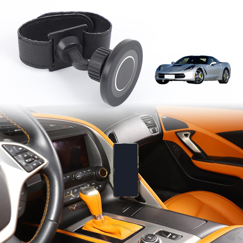 Car Phone Holder for Corvette C7 2014-2019 Aluminum Centre Console Handle Fixed Mobile Phone Mount Holder for Car Fit for iPhone Android and Universally Smartphones (A) A