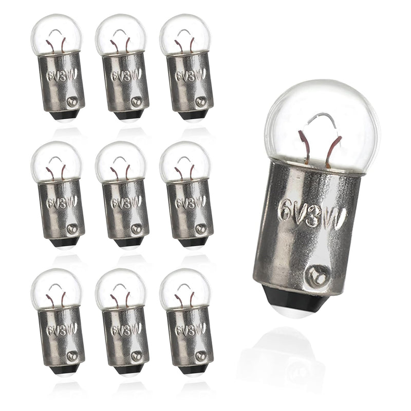 10 Pcs 6V 3W 6 Volt 3 Watt Motorcycle Speedo Speedometer Light Bulb | for Honda CT70 90 110 125 CA95 MR175 250 MT 70 75 90 110 125 175 250 | Bulb model：BA9s Miniature Bayonet