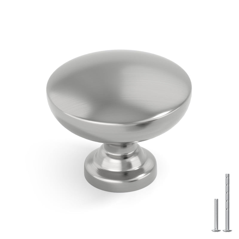 homdiy 10 Pack Brushed Nickel Cabinet Knobs Silver Round Dresser Drawer Knobs for Cabinets, Aluminum Alloy Kitchen Hardware Handles
