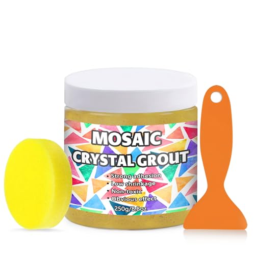  [AUSTRALIA] - Mosaic Crystal Grout, Mosaics Tile Tools, Mosaic Tile Accessories – Essential for Handmade Grouting and Perfect for DIY Craft Projects (Yellow, 8.8oz)