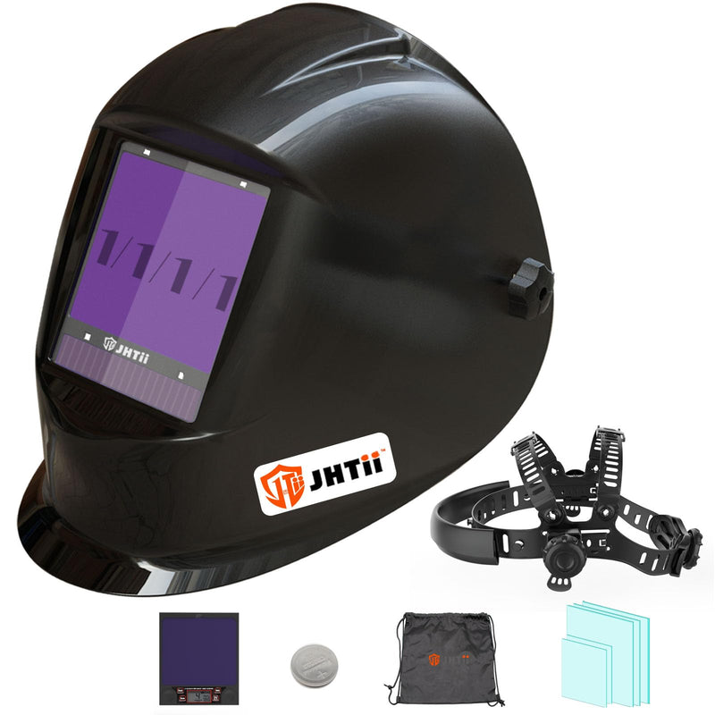 Large View True Color Auto Darkening Welding Helmet, 1/1/1/1 Solar Powered Welder Hood Mask with 4 Arc Sensors, Wide Shade 4/5-9/9-13 for TIG MIG ARC Cut and Grind Large