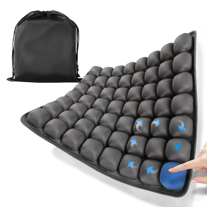 JOYMAY Travel Seat Cushion Inflatable Seat Cushion 56 Ergonomic Air Cell 3D Air Seat Cushions Adjustable Inflatable Portable Airplane seat Cushion for Wheelchair, Car, Office, Home Living (Grey) Grey