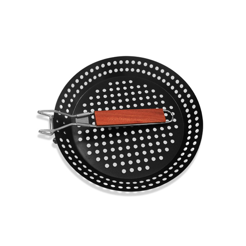 12" Non Stick Grill Pan for Indoor Cooking - Outdoor Grill Skillet Pans for Stovetop BBQ Veggie Carbon Steel Grill Wok