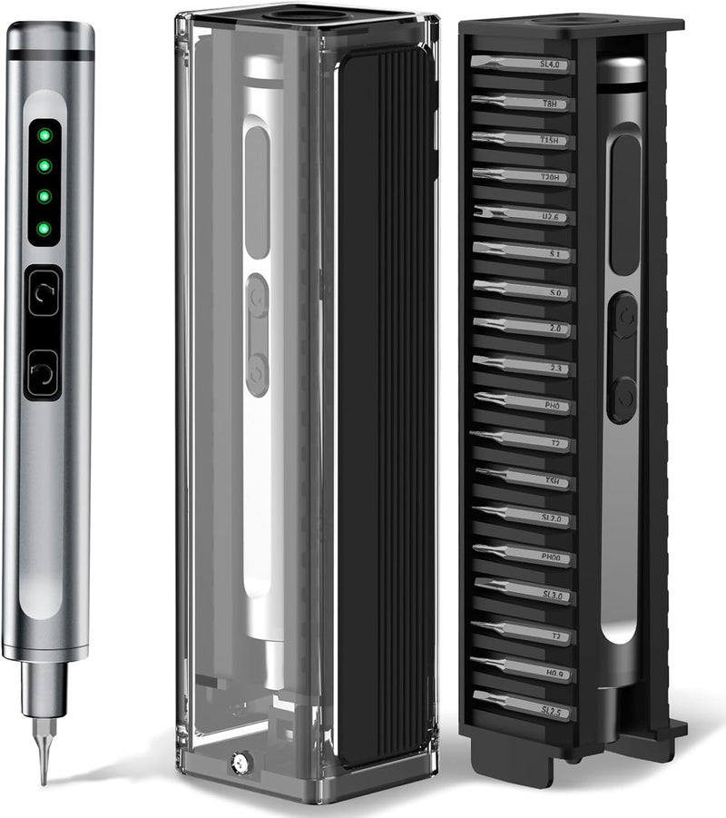 Mini Electric Screwdriver, 41-in-1 Precision Electric Screwdriver Set with 36 Magnetic Bits, Cordless Screwdriver Set, Magnetic Storage, Portable Repair Tool for Electronics Phone Camera Laptop Watch Black Plastic